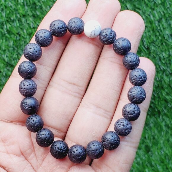 Lava and Howlite Beaded Relationship Bracelets, Couple Bracelet, BS41060 - Picture 1 of 15